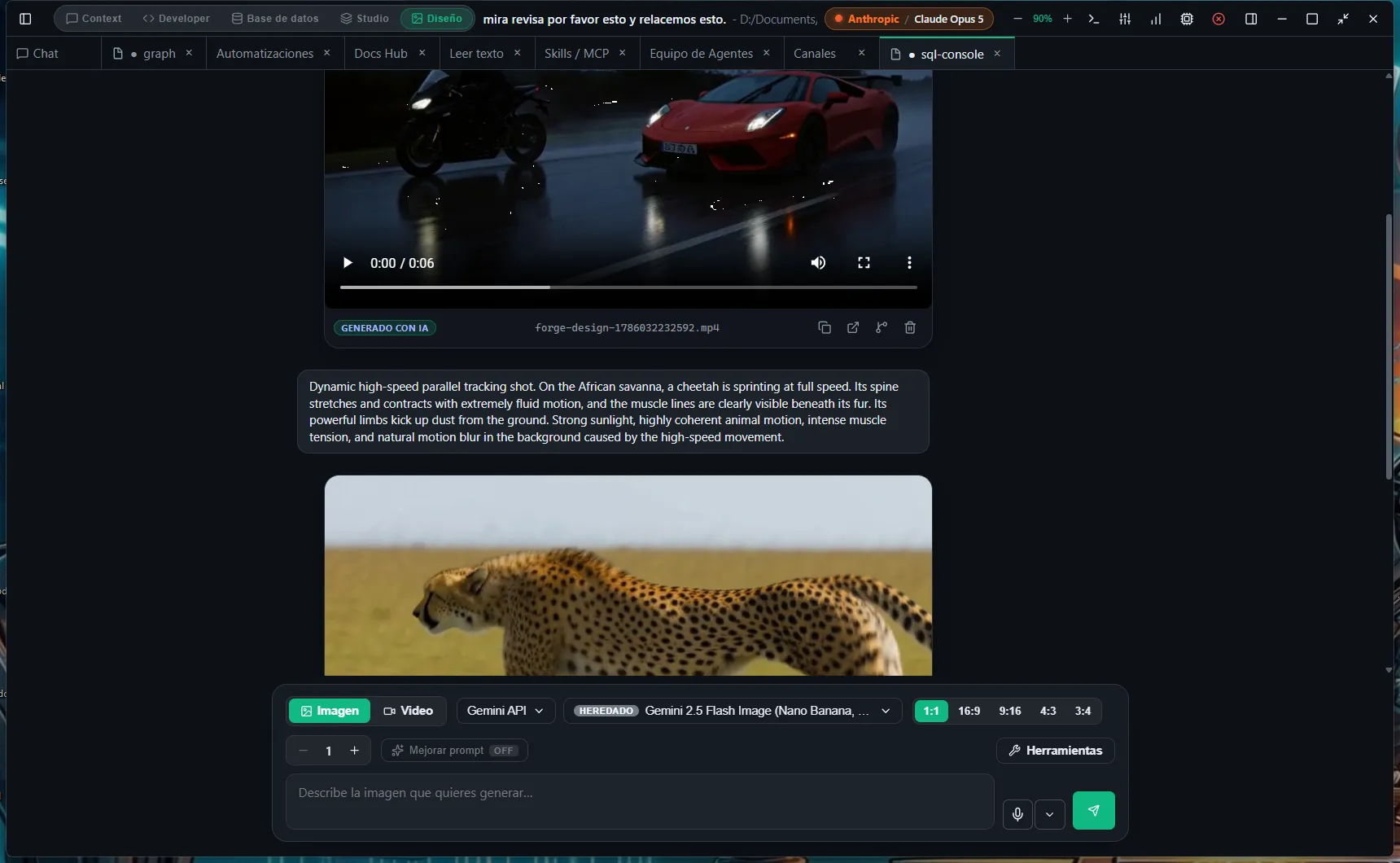 Design view for generating image, video and voice