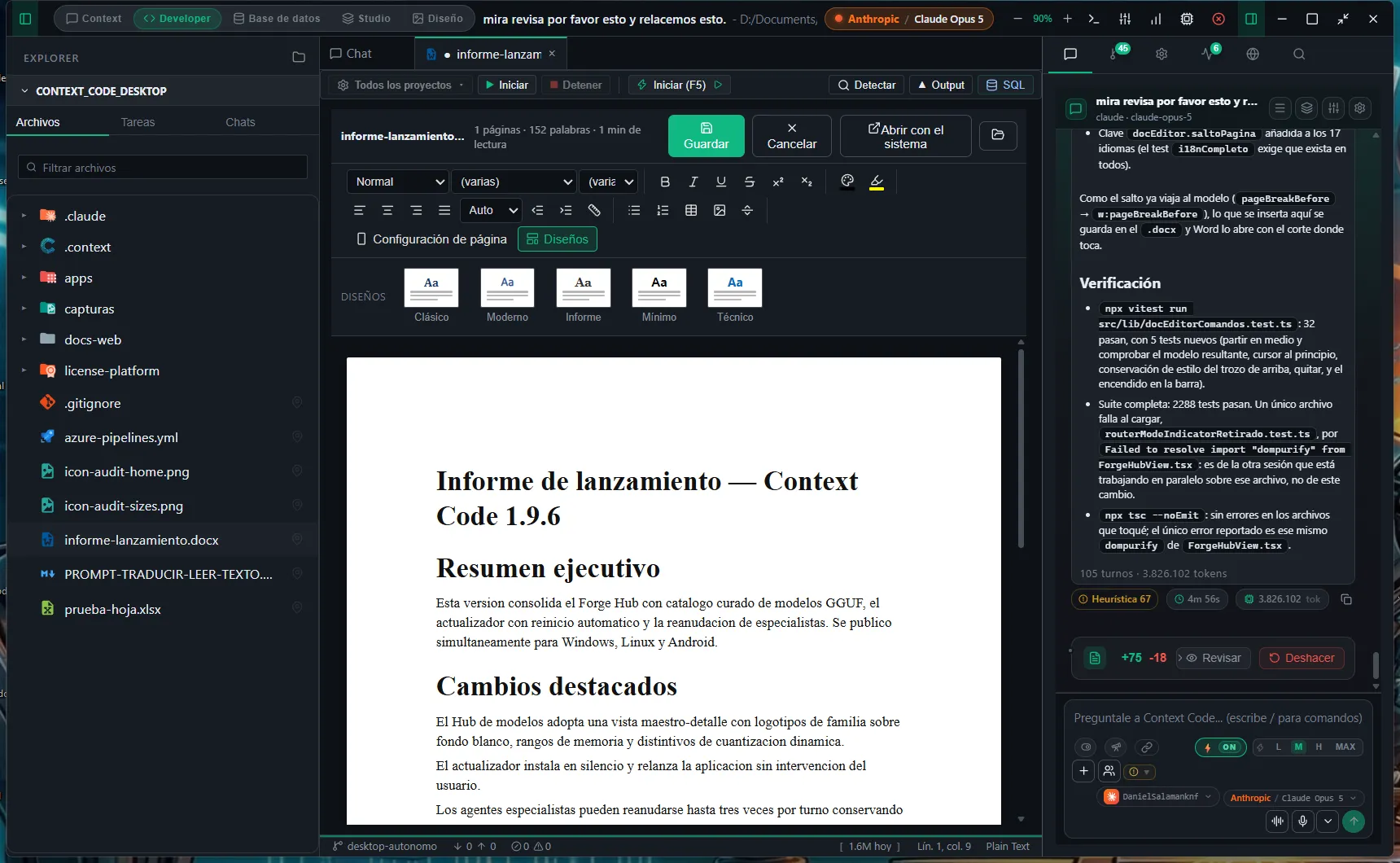 Word document editor with the formatting bar