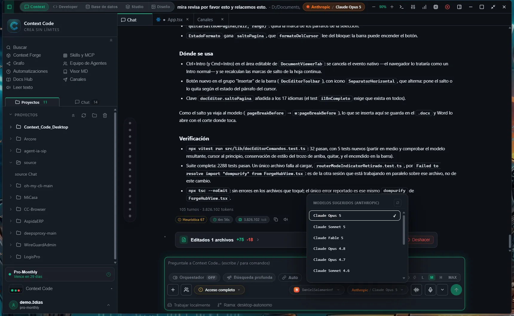 Dropdown of suggested models for the active provider