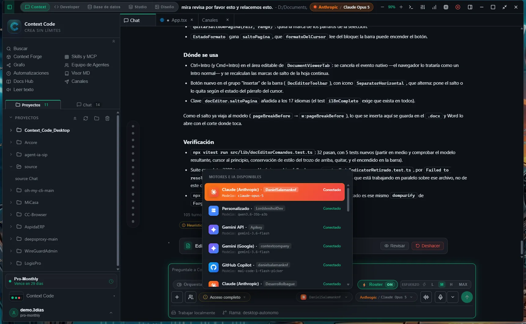 Available Engines & AI selector showing the status of each provider